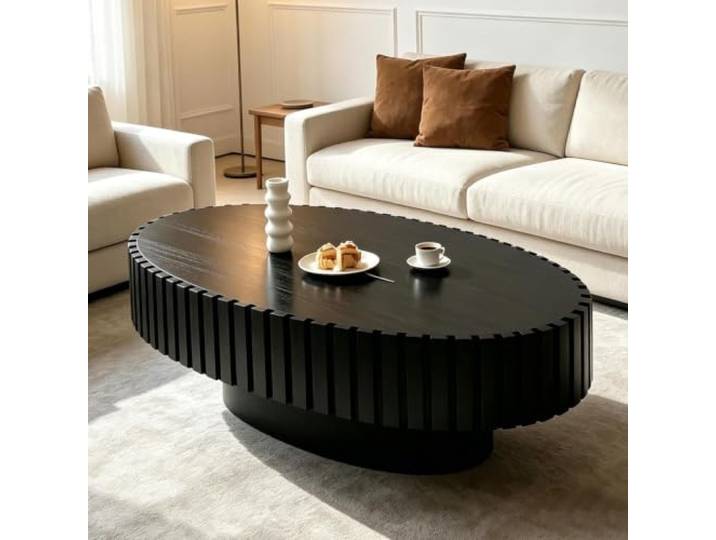ZUOWENYG Moderne runde Drum-Couchtische für das Wohnzimmer Sichere abgerundete Kanten für Kinder und Haustiere, stabile niedrige Basis passend für Saugroboter