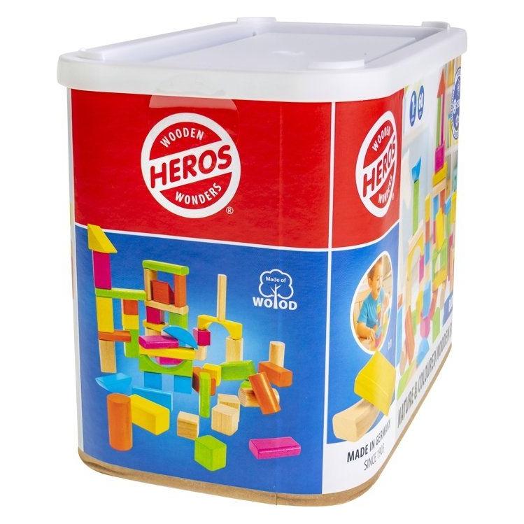 Heros 60 bunte und natürliche Holzbausteine (HE0004)