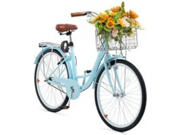 VEVOR Cruiser Fahrrad (Reifendurchmesser 660,4 mm) Beach Fahrrad mit großem Korb & Gepäckträger, Cruiser-Fahrrad mit verstellbarem Sitz, für Radfahren & Trainieren & Einkaufen Hellblau