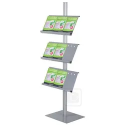 Prospektständer Prospektregal m. 3 Ablagen, Regal f. Prospekt Katalog Alu