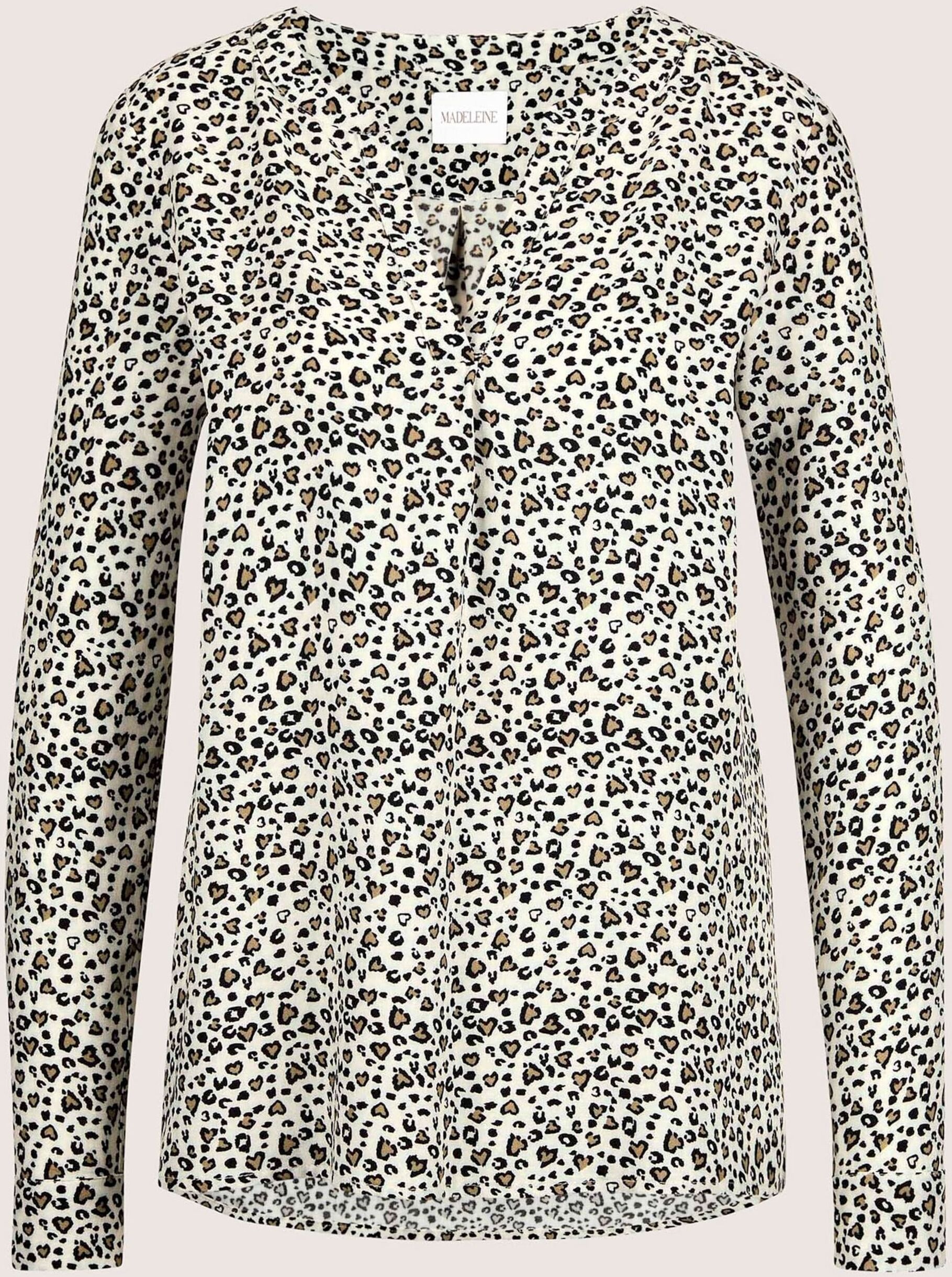 Langarmbluse MADELEINE "Bluse Lange Bluse zum Schlüpfen", Damen, Gr. 38, schwarz (schwarz, kitt), Obermaterial: 100% Viskose CV., Modern, normal, V-Ausschnitt, Blusen Langarmbluse