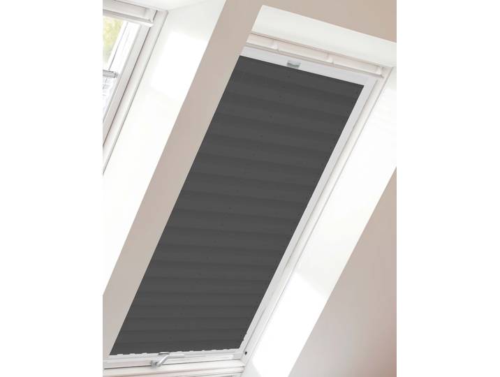 Dachfensterplissee SUNLINES Young Style Crush , grau (anthrazit, weiß), B:77,6cm H:136,1cm, Obermaterial: 100% Polyester, Plissees, Dachfensterplissee, mit Führungsschienen