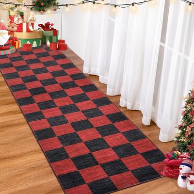 Garvee Machine Washable Christmas Checkerboard Area Rug