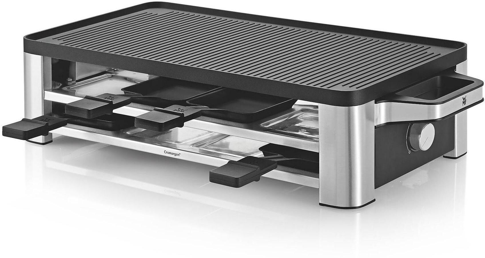 WMF Raclette "LONO 8 Personen", grau (schwarz, edelstahlfarben), B:54,5cm H:13cm T:24,1cm, Raclettes, Raclette schwarz, edelstahlfarben Einheitsgröße