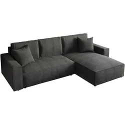 ECKSOFA Parys mit Schlaffunktion und universeller Ottomane, Dunkelgrau