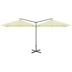 vidaXL Doppel-Sonnenschirm mit Stahl-Mast 600x300 cm Sandweiß