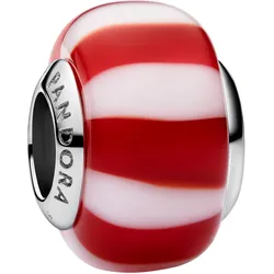 Pandora 735071C01 Charm Rote Pfefferminze Muranoglas Silberfarben
