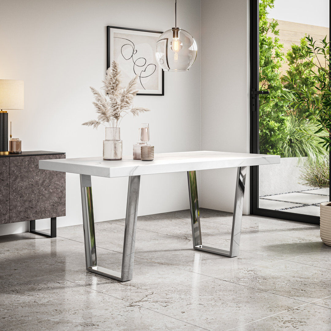 Metro Dayatra Dining Table Modern Table w Chrome Legs White
