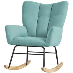 ML-Design – Schaukelsessel Salbei – Frottee-Optik | gepolstert, Holzkufen, Relaxsessel mit Armlehnen, Ohrensessel