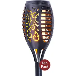 4er-Pack Solar-Gartenstecker »Flame« mit Befestigungshalterung