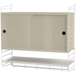 Hängeschrank mit Schiebetüren und Kleiderstange Esche/Weiß