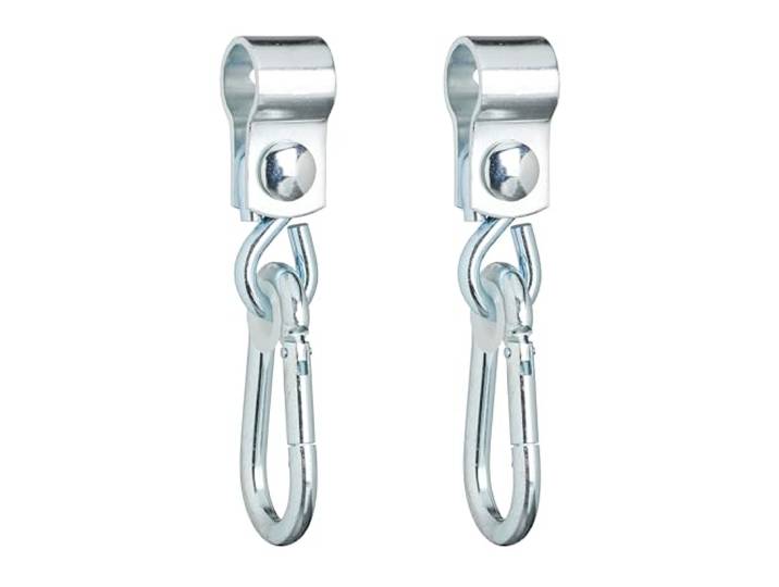 Relaxdays Crochet de balançoire\, Lot de 2\, avec Mousqueton\, Fixation Chaise Suspendue\, 25 mm\, Fer Inoxydable\, argenté