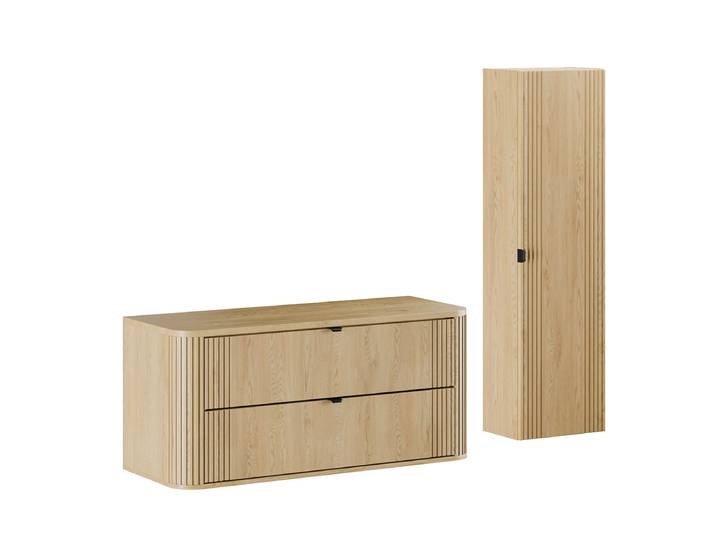 Ensemble meuble sous vasque 120cm et colonne Mila Bois