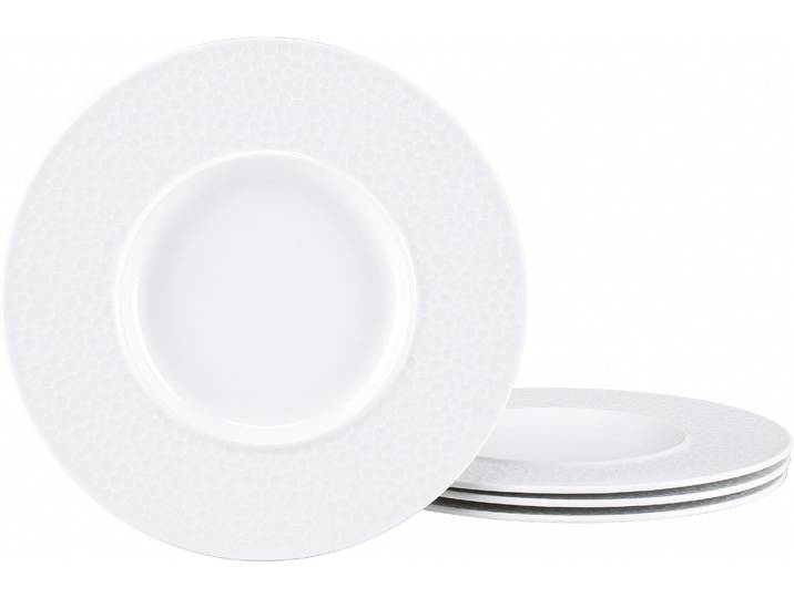 Teller CREATABLE Show Time Hammer weiß, Gourmetteller 4-tlg. , weiß, Porzellan, Speiseteller, Teller, Moderne Formgebung, Fine Dining-Charakter, Relief Oberfläche