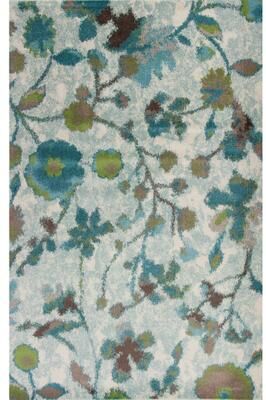 Domani Kai Teal Botanical Watercolors Area Rug