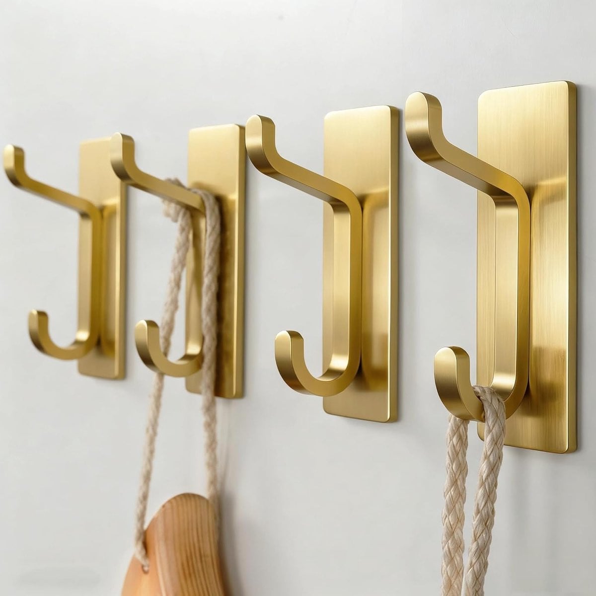 Set van 4 zelfklevende handdoekhaken voor badkamer en keuken, goudkleurig, tot 6 kg draagvermogen