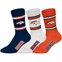 NFL Unisex Socken, 3er Pack - NFL Teams, 3Pack Crew Socks, Football, Logo, Baumwollmischung Denver Broncos / 39-42