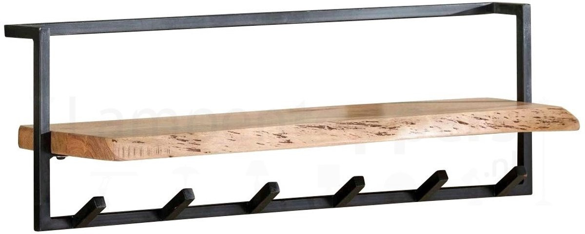 Kapstok Edge met 6 haken en boomstam plank, 100 cm