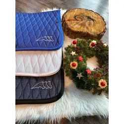 Equiline Schabracke Octagone DIAMAC LOGO lurex blau mit Glitzer Effekt , Eq19_FlaW_Gr.: DN