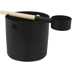 SAUNA ZUBEHÖR SET 2 tlg Aufgusseimer Saunakelle aus Aluminium Schwarz Saunaaufguss Set
