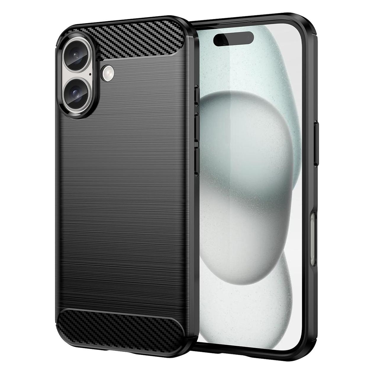 Hurtel Carbon Case for iPhone 16 Plus Silicone Case - Black (Apple iPhone 16 Plus) (CARBON CASE IPHONE 16 PLUS BLACK)