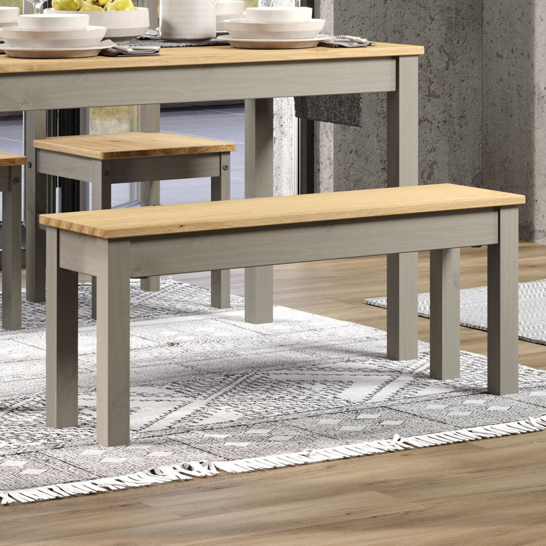 Lark Manor Lucian Large Wood Dining Bench, Grey & Antique Wax Grey H45 x W135 x D30cm