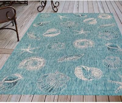 Trans Ocean Import Co Inc "Lioran Shell Rectangle Rug, 7'10"" x 9'10"", Aqua"