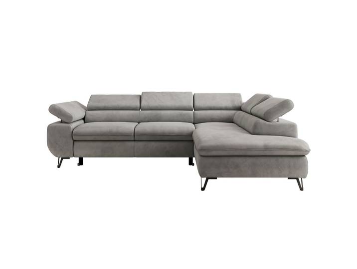 ECKSOFA PABLO L Hellgrau Velvet - Rechts Seite mit Visco Topper