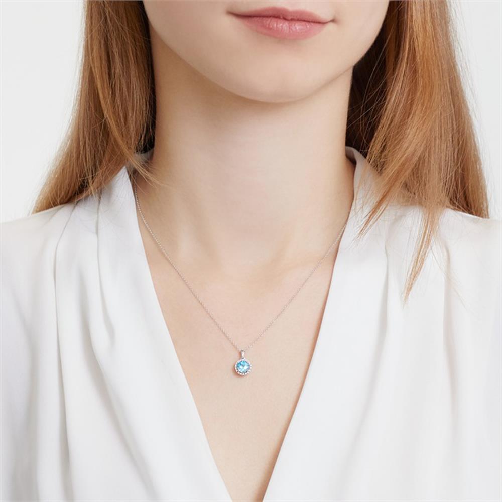 Unique Topas Kette 14 Karat Weißgold 18 Diamanten silber