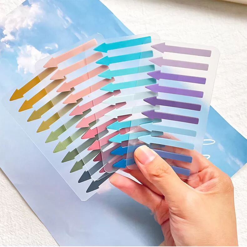INF 200 Stück Seitenmarkierungen, selbstklebende Index-Tabs, Buch-Sticky-Tabs, Pfeil-Flaggen-Tabs