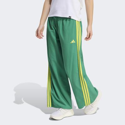 Sporthose ADIDAS SPORTSWEAR "ESSENTIALS 3-STREIFEN WOVEN PARACHUTE", Damen, Gr. L, N-Gr, grün (bold grün, bright gelb, normal, gr.), Obermaterial: 100% Polyamid, Hosen Sporthose, für Erwachsene, mit Gummizug, normale Weite