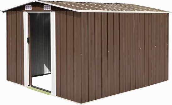 MOONAIRY Geräteschuppen, Gartenhaus, Geräteschuppen, Gartenhaus, Gartenhaus, Fahrradgarage, Gartenhaus, 257 x 298 x 178 cm, Metall, braun