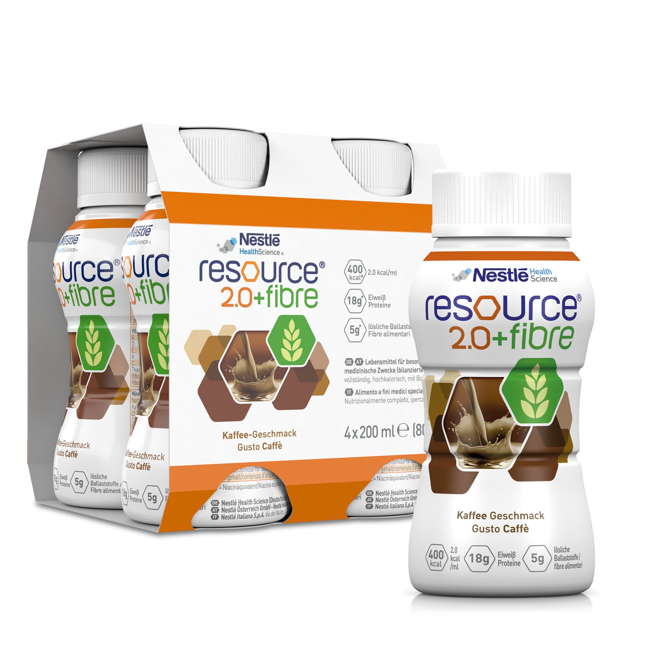 Resource 2.0+fibre Kaffee 4x200 ml Flüssigkeit