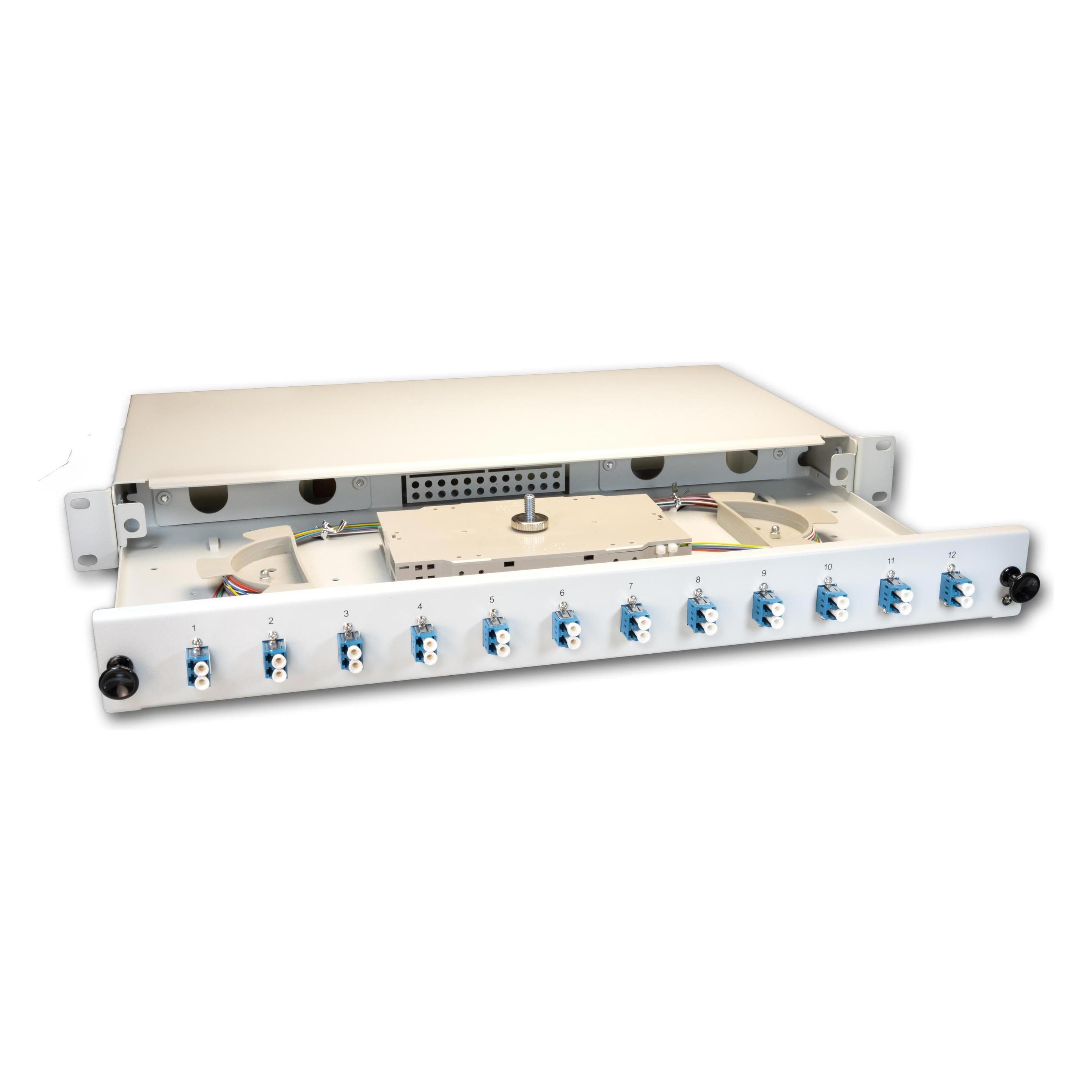 Wirewin LWL Spleissbox, 24 Fasern, 24x SC Multimode, 50/125µm OM4 Pigtail Spleissboxen (Spleissbox) (SPBOX 24G50 OM4 SC)