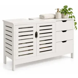 Relaxdays Waschbeckenunterschrank 3 Schubladen Weiß