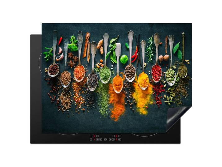 HERDABDECKPLATTE Kräuter - Gewürze - Löffel Induktionsmatte 71x52 cm