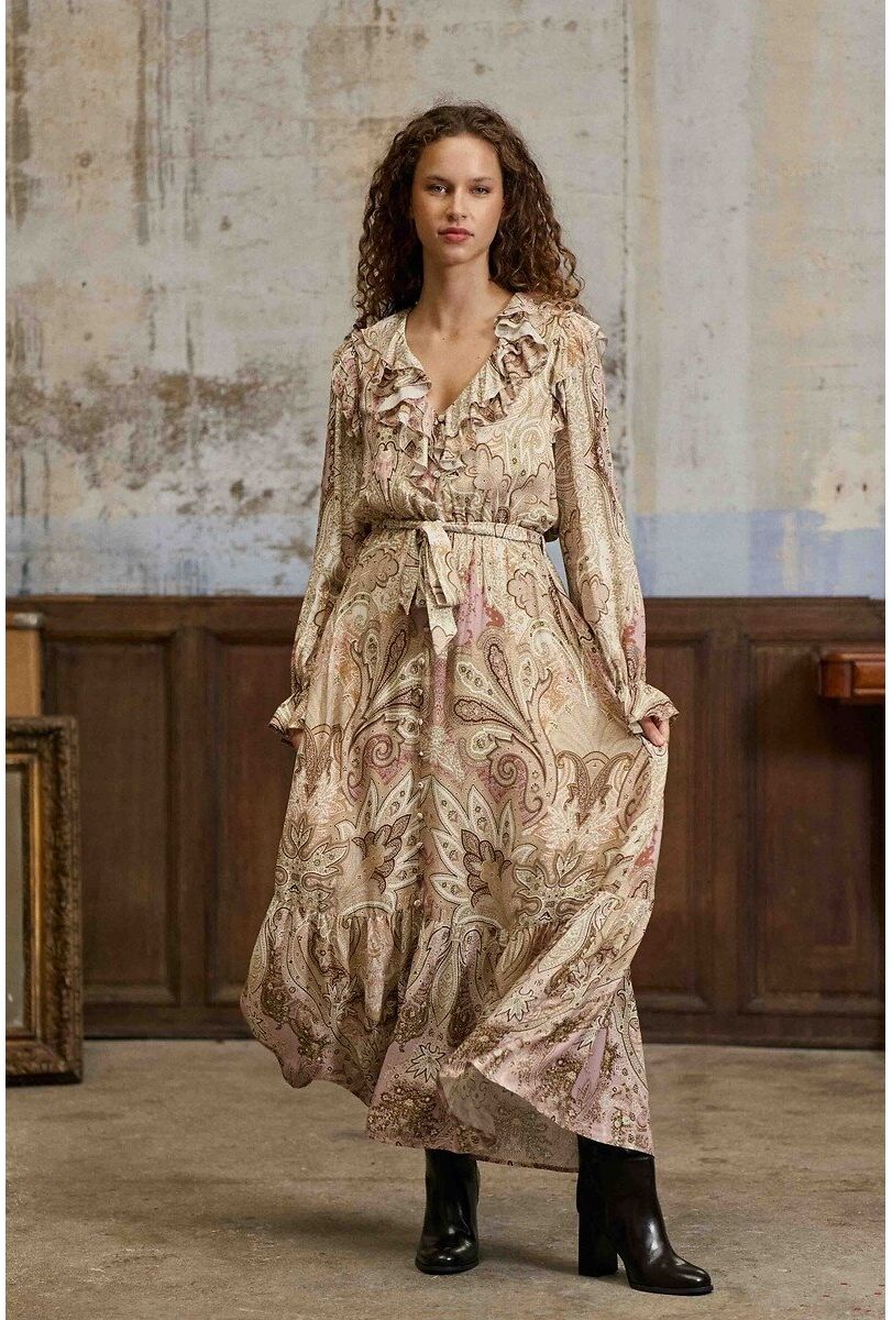 LA PETITE ETOILE Robe longue à volants imprimé cachemire, REG