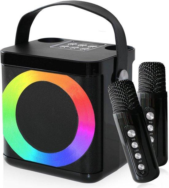 MUMUWIND Karaoke machine met 2 microfoons - Draagbare zanginstallatie - Zwart