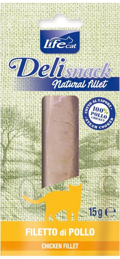 1 x 15 g Life Natural Cat Filetto di Petto di Pollo Bollito Cotto al Vapore Snack Naturale Spuntino Premio Ideale per Gatti Confezionato Sottovuoto