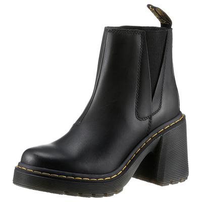 Chelseaboots DR. MARTENS "Spence", Damen, Gr. 36, Textil, schwarz, Leder, Schuhe Chelseaboots, Blockabsatz, Festival, Stiefelette, Schlupfschuh mit Plateausohle