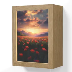WANDLEUCHTE Landschaft - Sonnenuntergang - Blumenfeld Wandlampe 15x20 cm Wandlampe