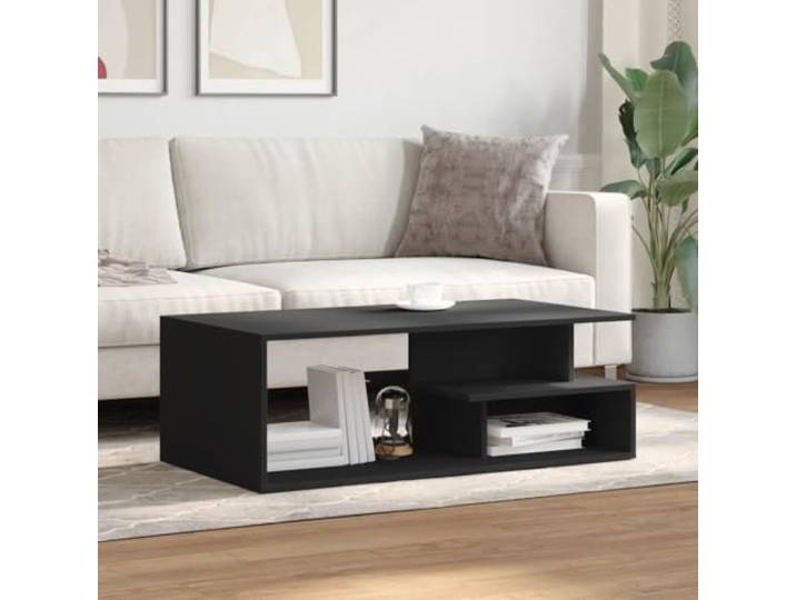 KTHLBRH Couchtisch Schwarz 102 x 55 x 35 cm aus mehrschichtigem Holz Glatte Oberfläche, resistent gegen Feuchtigkeit und Verformung, großer Stauraum, leicht zu reinigen