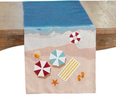 Saro Lifestyle "Linen Blend Beach Table Runner - 16""x70"""