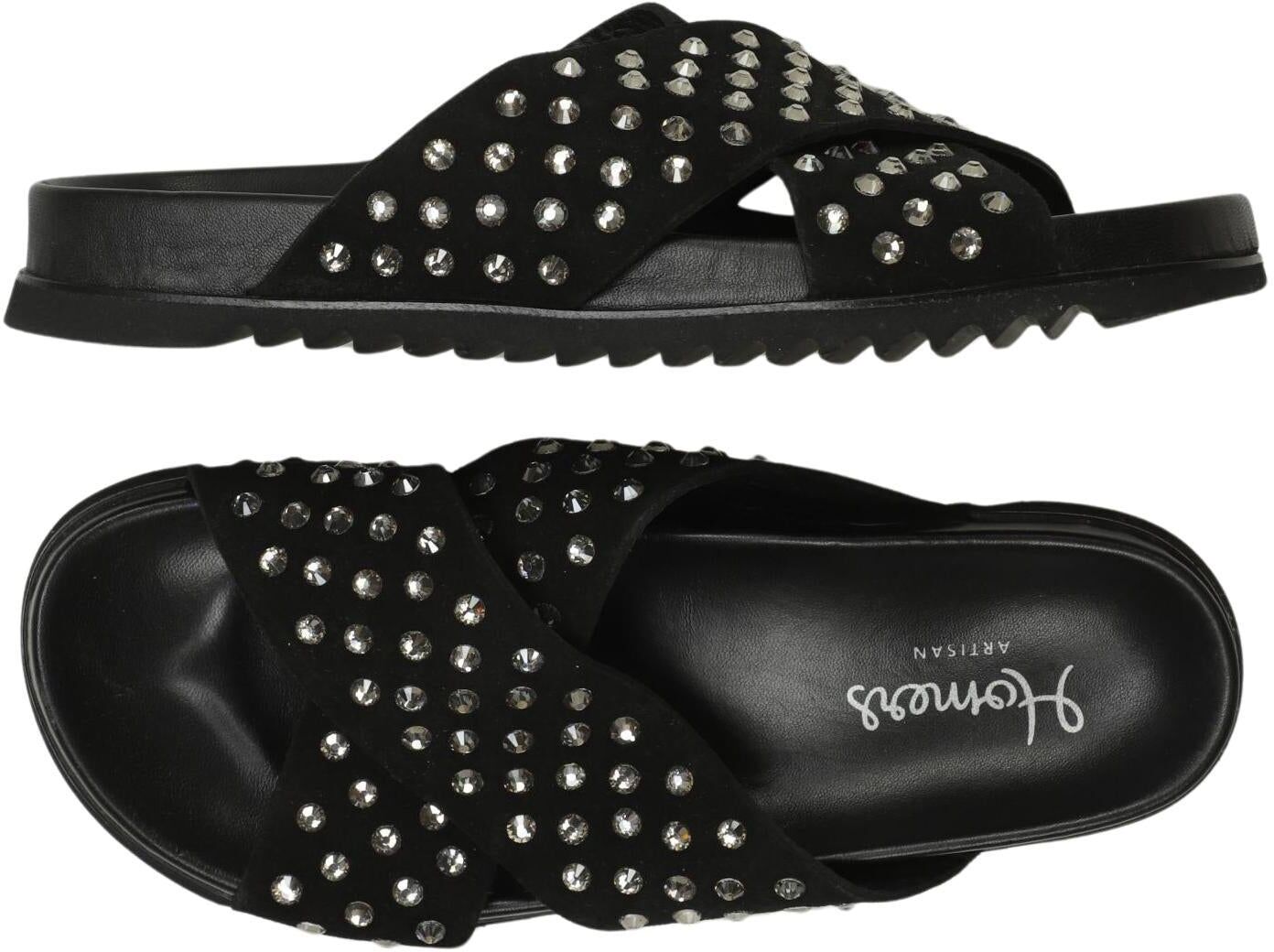 Homers Damen Sandalen, Schwarz, Gr. EU 39, kein / Etikett - Second Hand