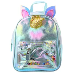 Kinderrucksack mit Einhornhorn, bewegliches Konfetti, Blau, 25 cm, 4,5 l