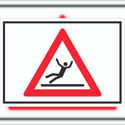HB-Druck Vorsicht Rutschgefahr Weiss Symbol Schild A4 (210x297mm)