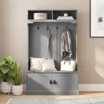 Taylor "Hall Tree with Storage Bench, Upper Cubbies and 4 Double Coat Hooks - 18.5""D x 39.25""W x 65""H"