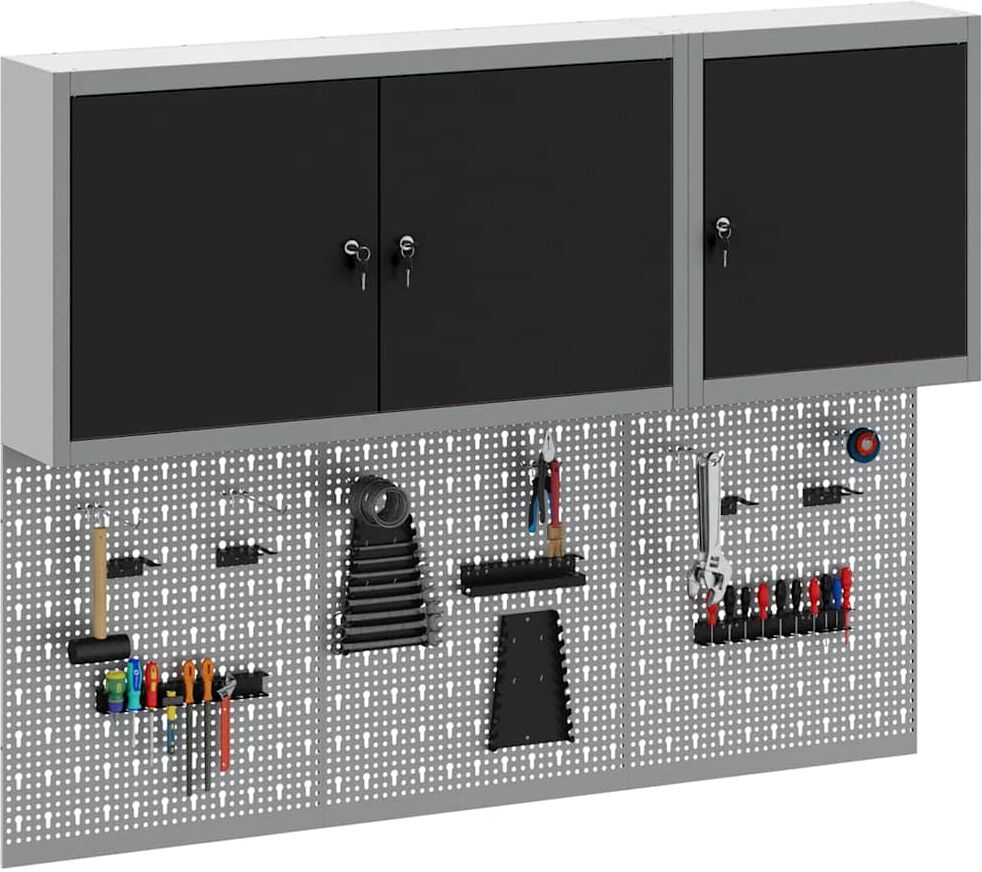vidaXL Ensemble d'armoires à outils avec étagère 5 pièces Noir