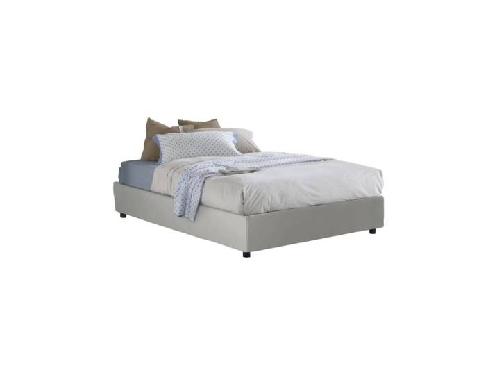 Lit double en simili cuir blanc 140x200 cm