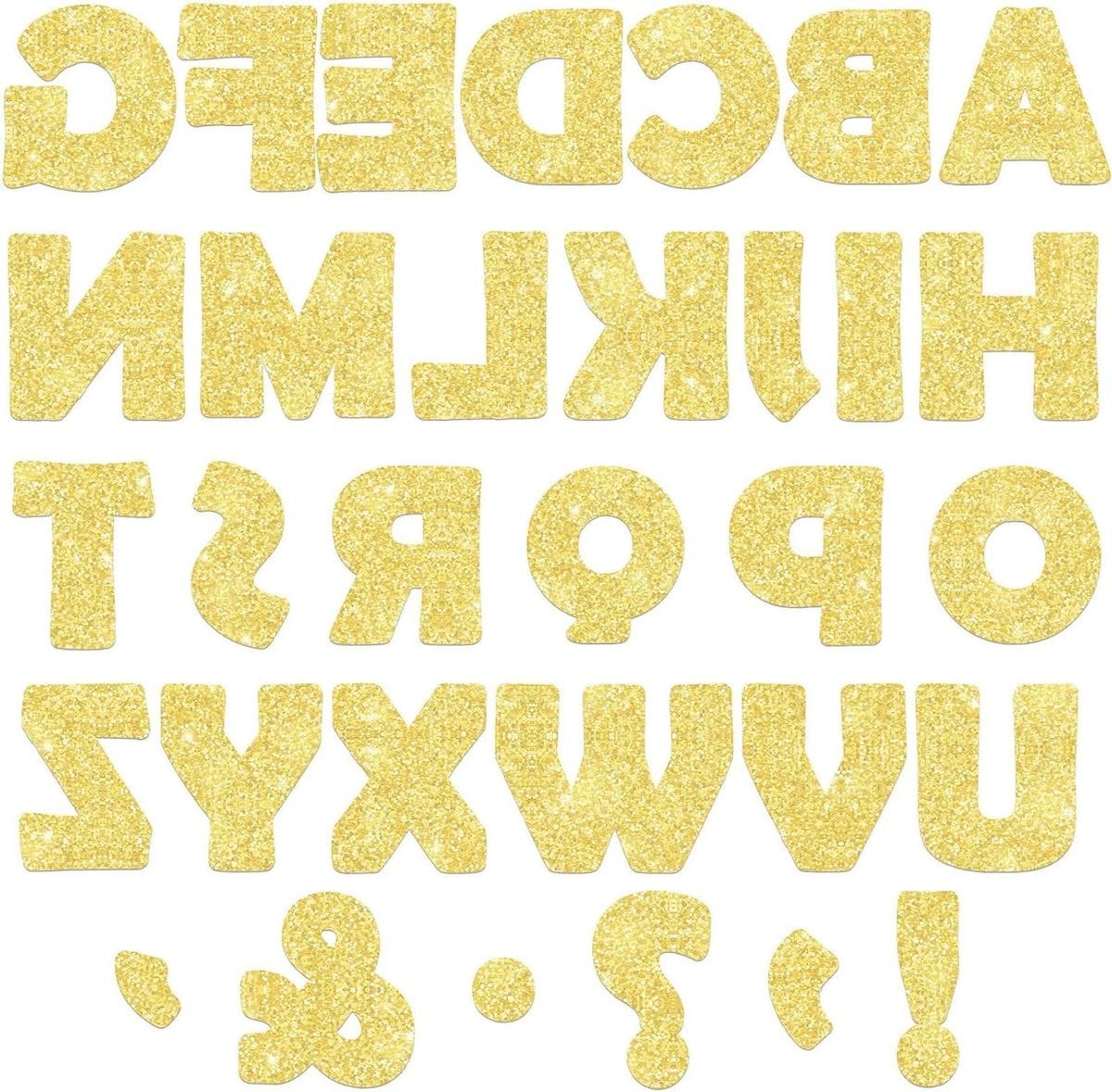 150 stuks Alfabet Letters met Glitter Patroon in Goud voor Klaslokaal Decoratie